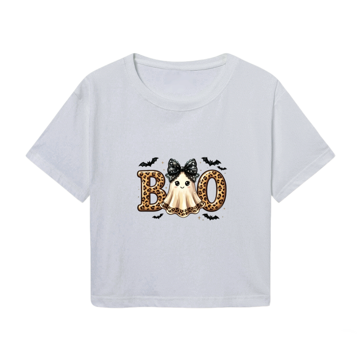 Leopard Boo Cute Ghost Spooky Season Halloween Cropped product image 2
