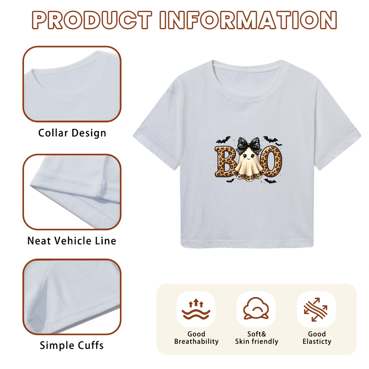 Leopard Boo Cute Ghost Spooky Season Halloween Cropped product image 6