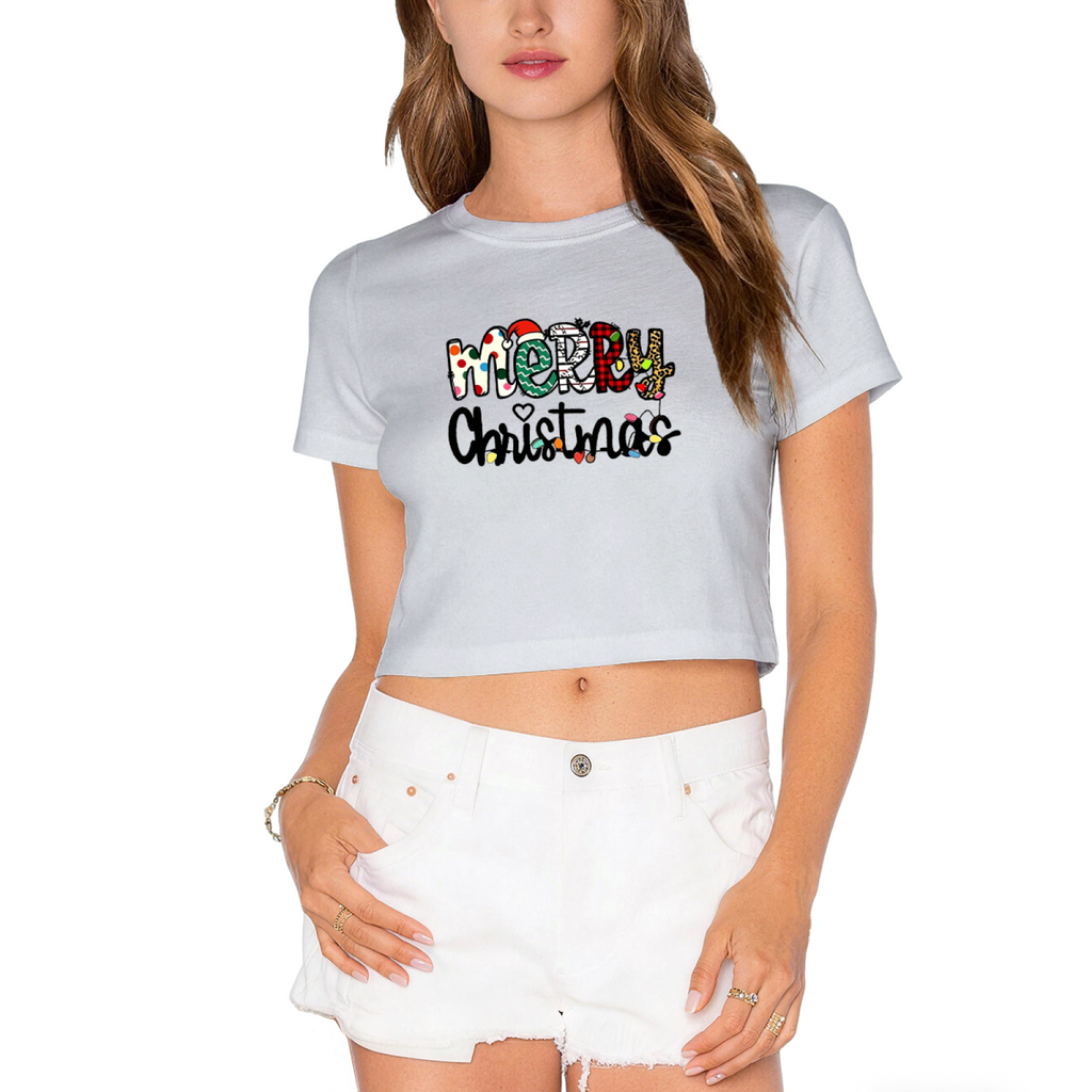 Colorful Leopard Merry Christmas Fun Holiday Crop Top product image 13