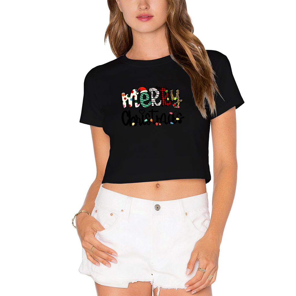 Colorful Leopard Merry Christmas Fun Holiday Crop Top product image 9
