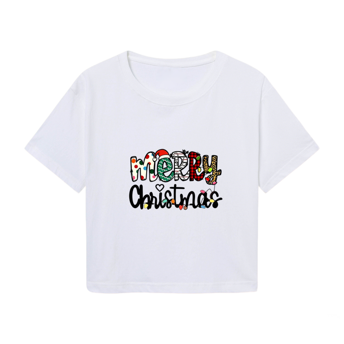 Colorful Leopard Merry Christmas Fun Holiday Crop Top product image 2