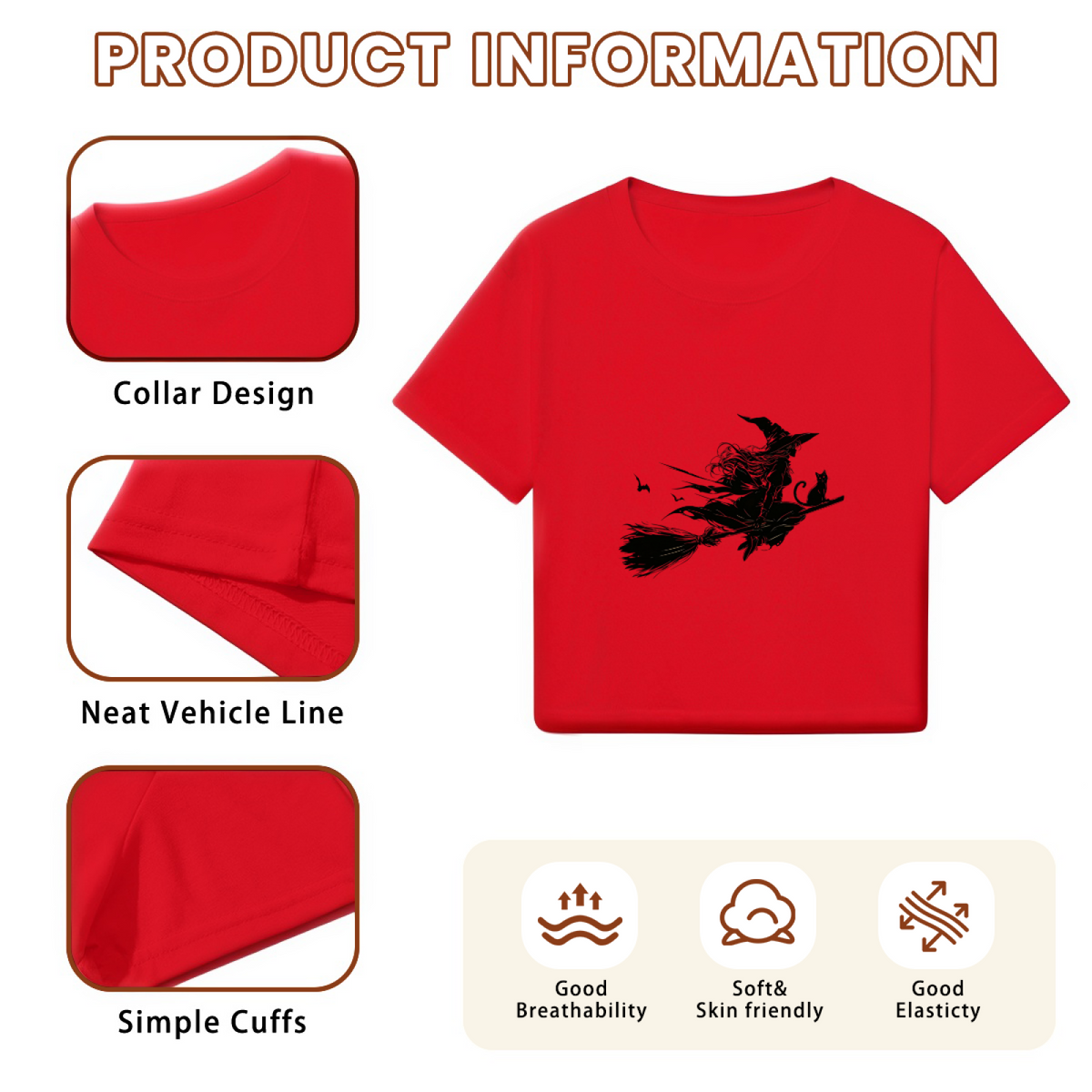 Dark Silhouette Witch Flying On Broomstick Halloween Crop product image 6