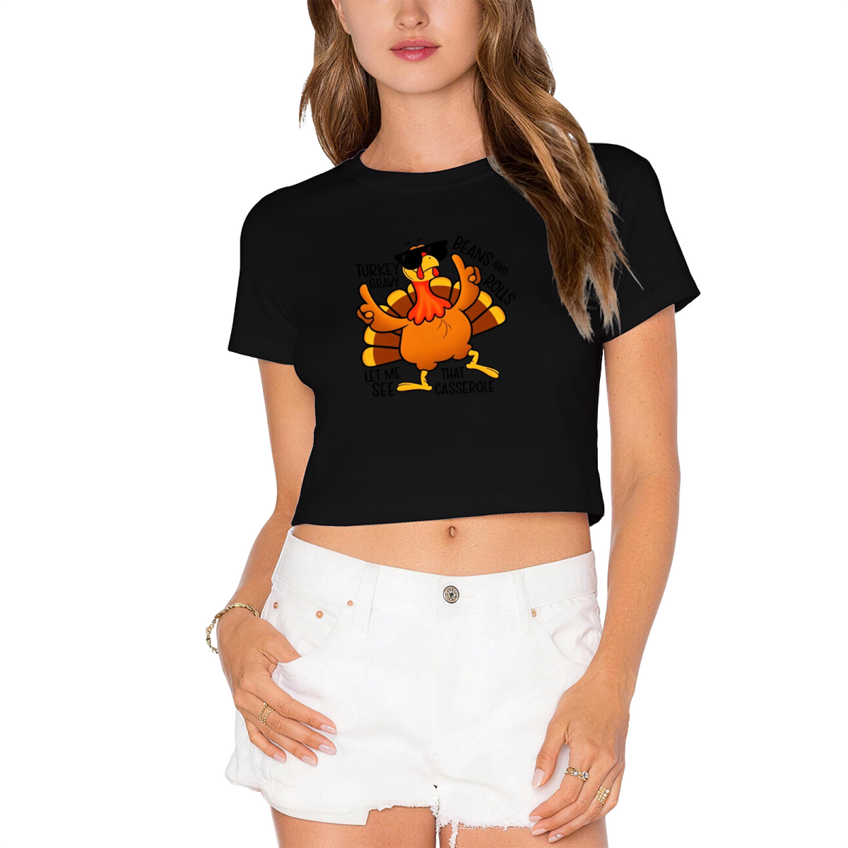 Cool Sunglasses Turkey Thanksgiving Vibes Crop Top product image 9