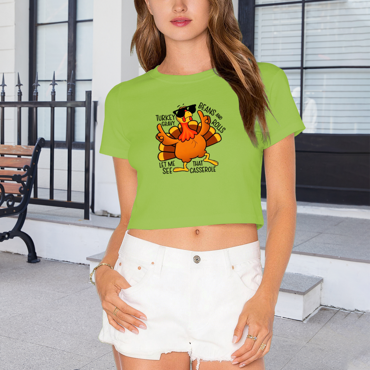 Cool Sunglasses Turkey Thanksgiving Vibes Crop Top product image 4
