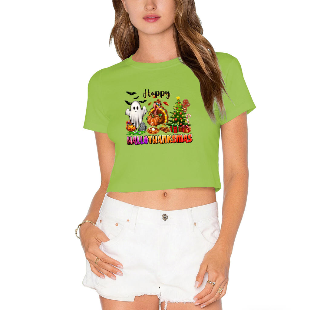 Happy Hallothanksmas Holiday Mashup Cropped T?Shirt product image 12
