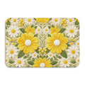 Embroidered Style Daisy Floral£üImitation Embroidery Yellow White Daisy Floral Diatomite Mat, Fresh Non?Slip Bathroom Entry Floor Rug