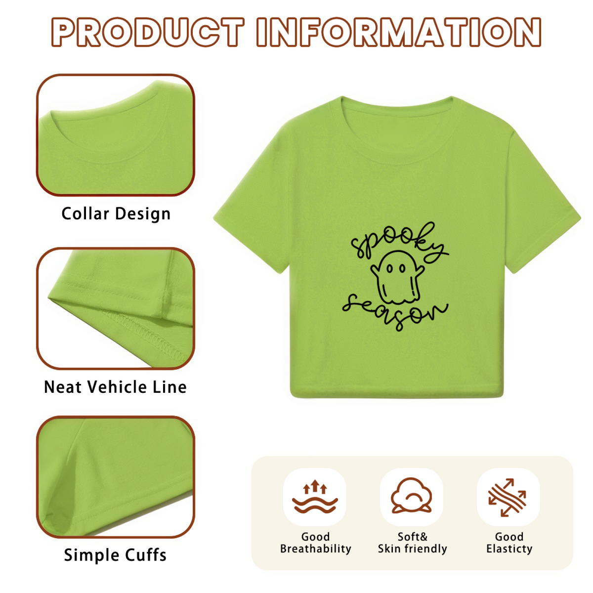 Spooky Season Simple Ghost Halloween Cropped Tee product image 6