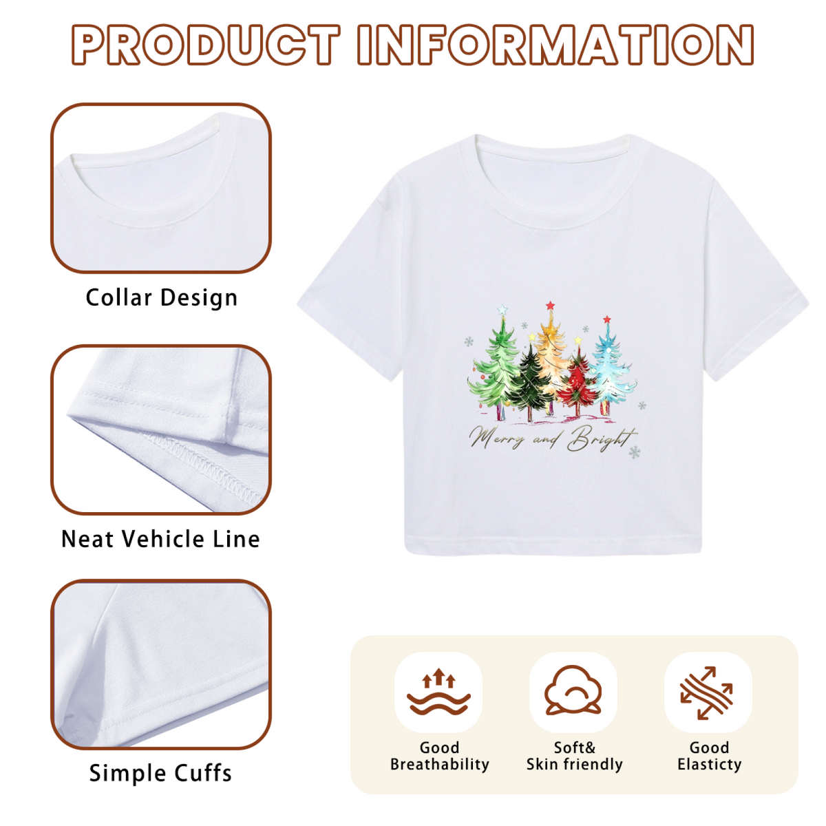 Merry And Bright Watercolor Christmas Tree Festive Crop Top product image 6