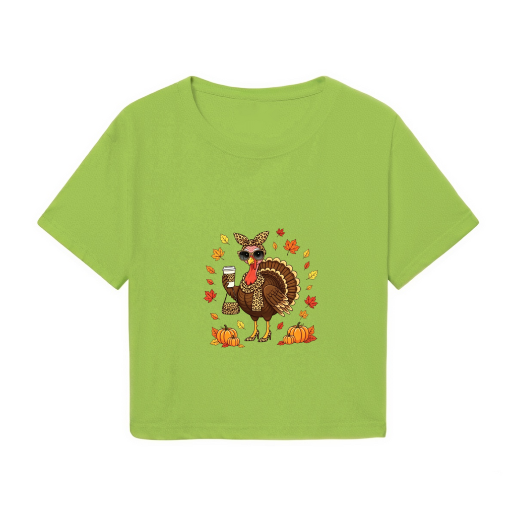 Cool Sunglasses Turkey Fall Thanksgiving Cropped Tee product image 2