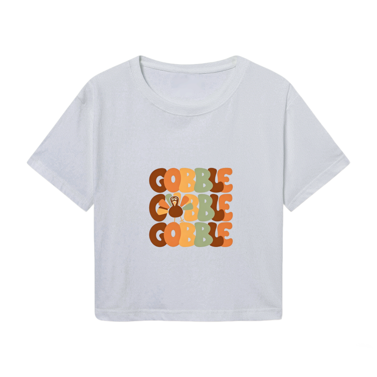 Gobble Retro Groovy Turkey Thanksgiving Fall Crop Top product image 2