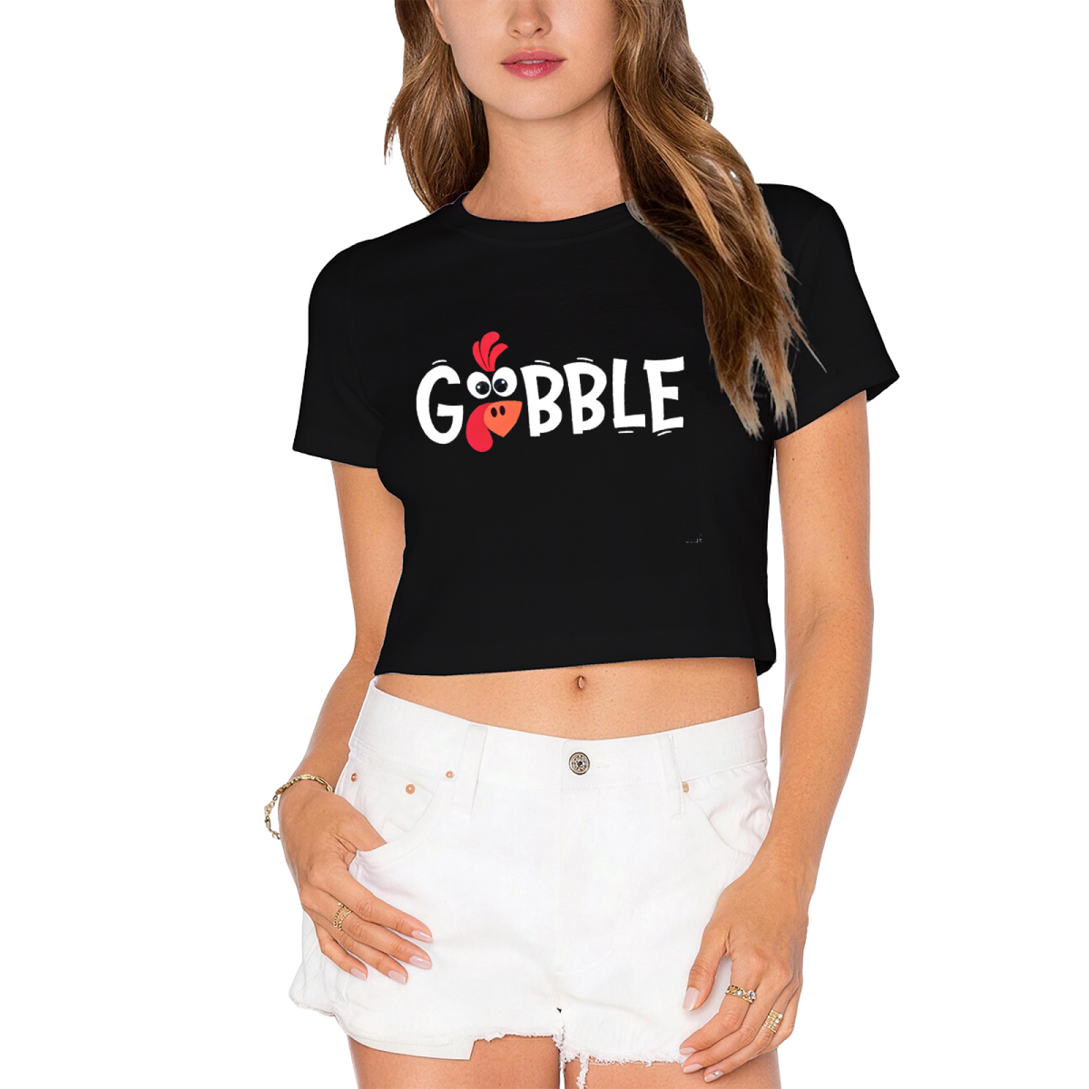 Gobble Fun Thanksgiving Turkey Graphic Cropped Tee product image 1