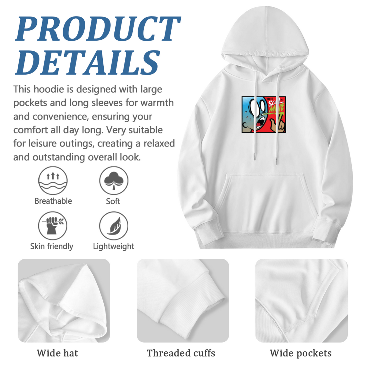 Trendy Hooded Sweatshirt - Inspirational Quote product image 6