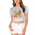 Fall Vibes Pumpkin Boots Coffee Autumn Season Cropped Tee product image 1