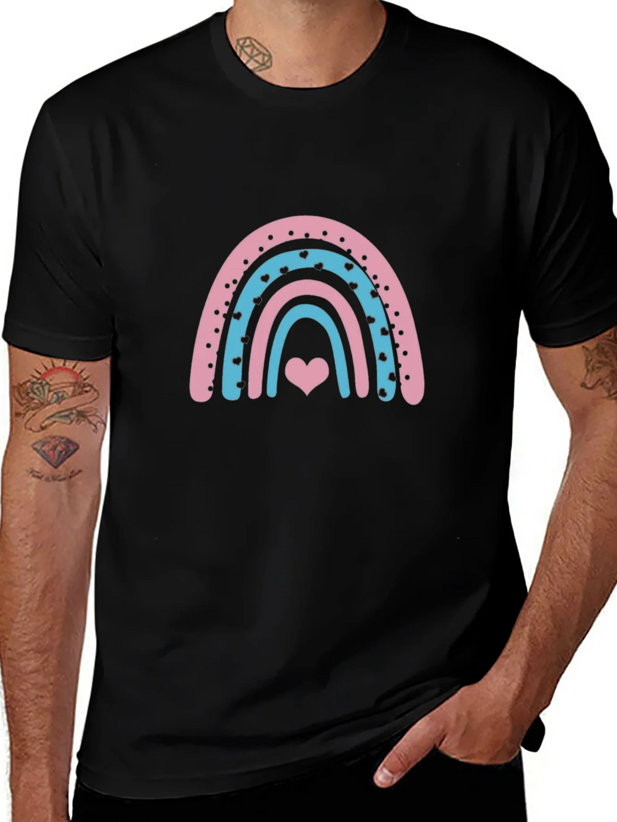 Rainbow Heart Graphic Tee - Black product image 1