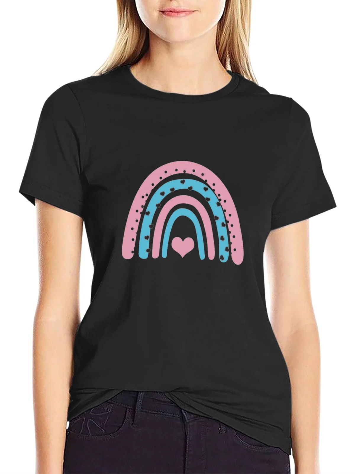 Rainbow Heart Graphic Tee - Black product image 2