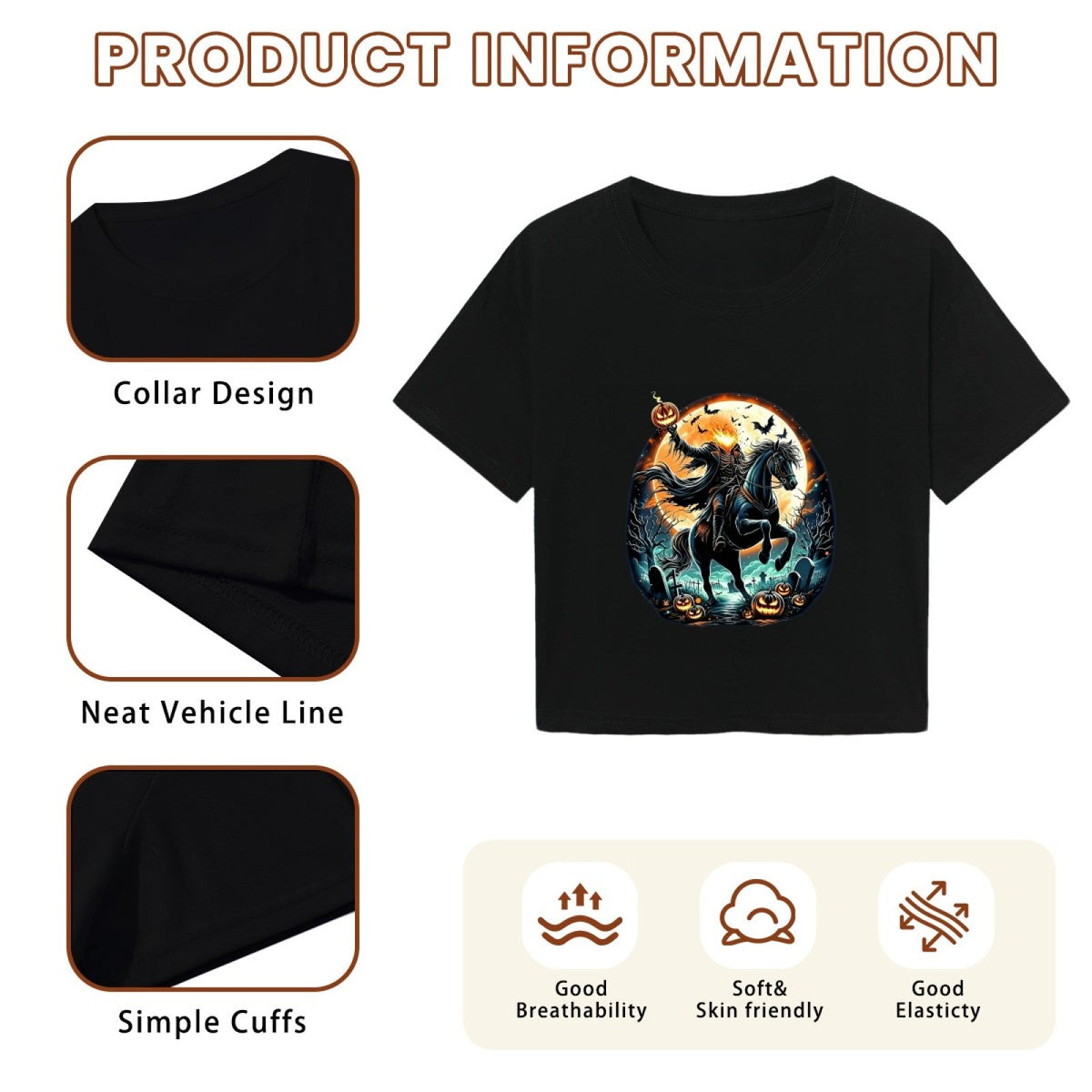 Spooky Headless Horseman Halloween Crop Top