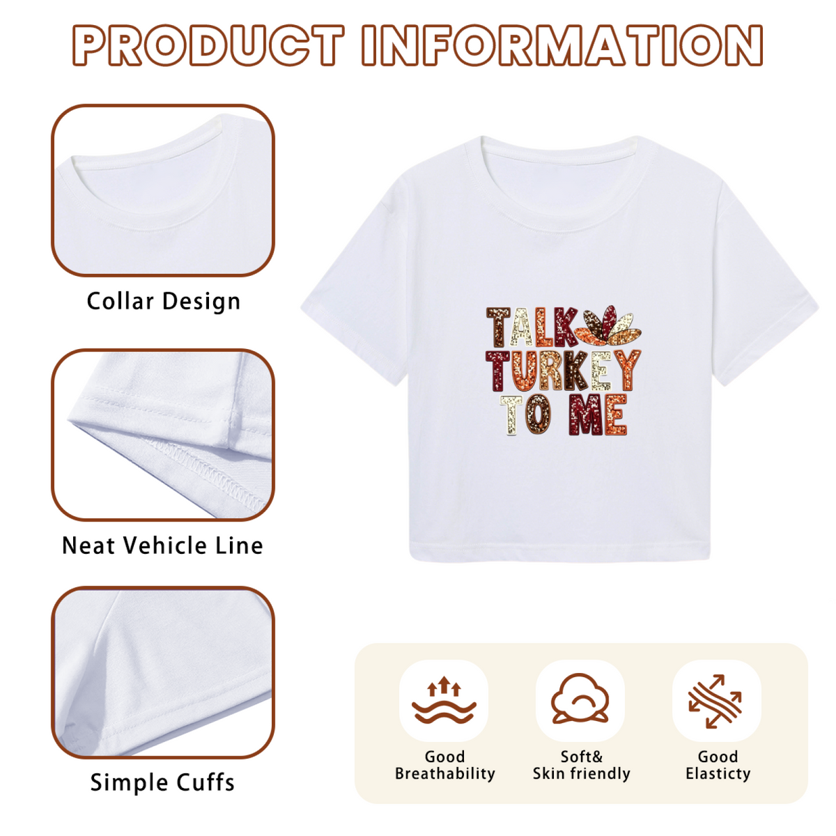 Talk Turkey To Me Fun Thanksgiving Fall Graphic Crop Top product image 6
