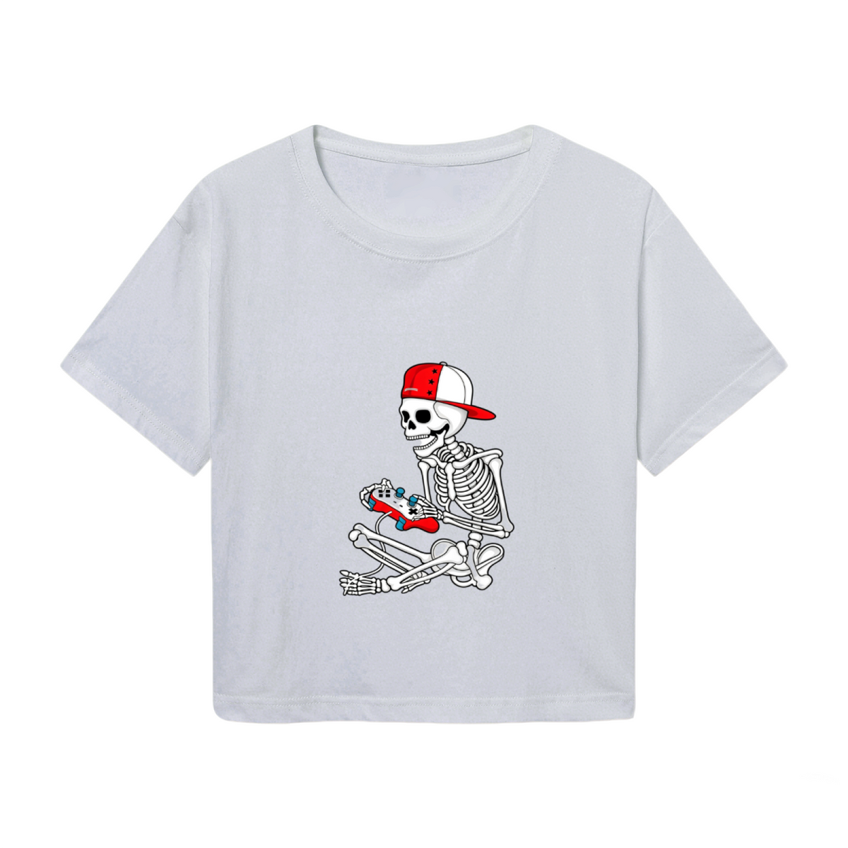Gamer Skeleton Retro Halloween Fun Crop Top product image 2