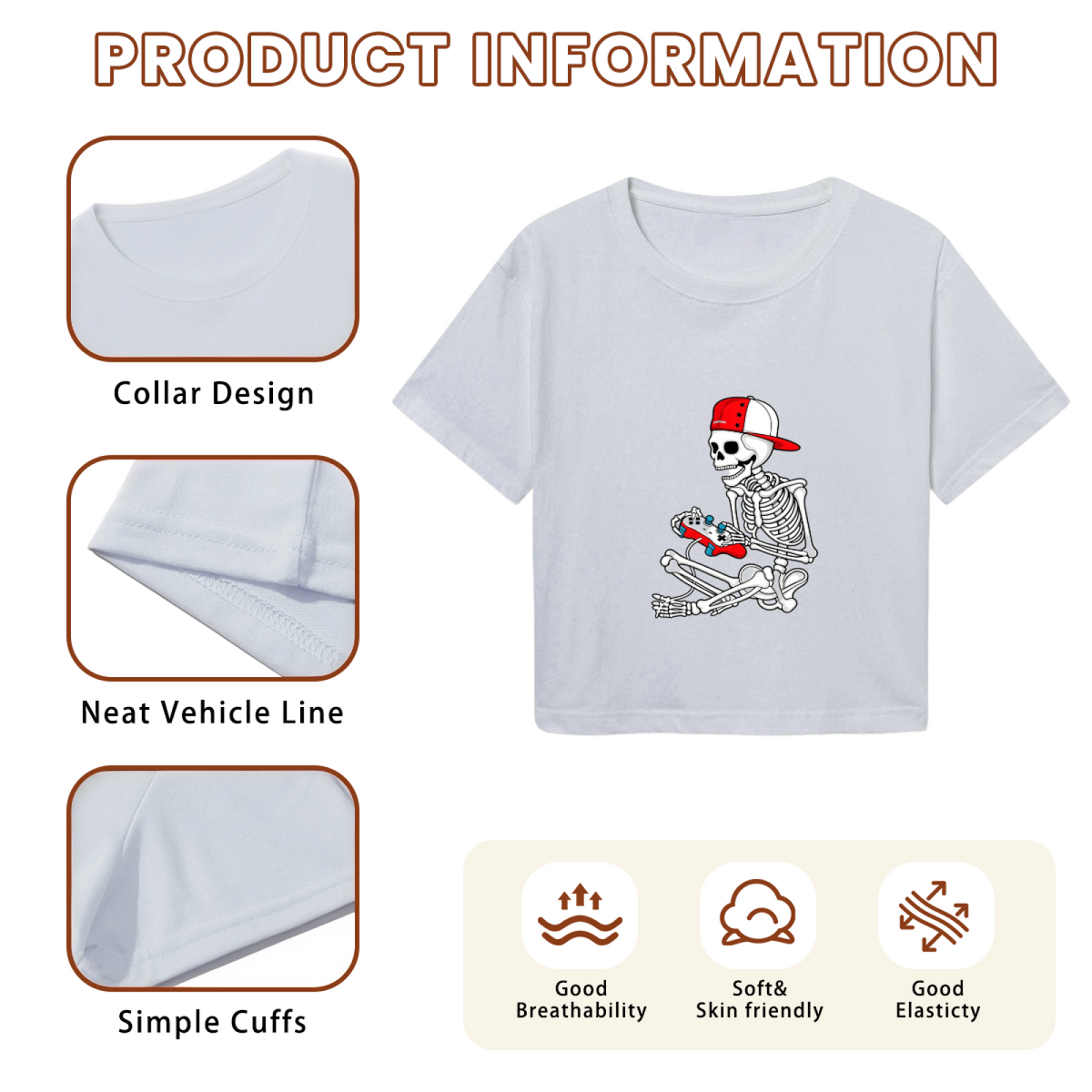Gamer Skeleton Retro Halloween Fun Crop Top product image 6