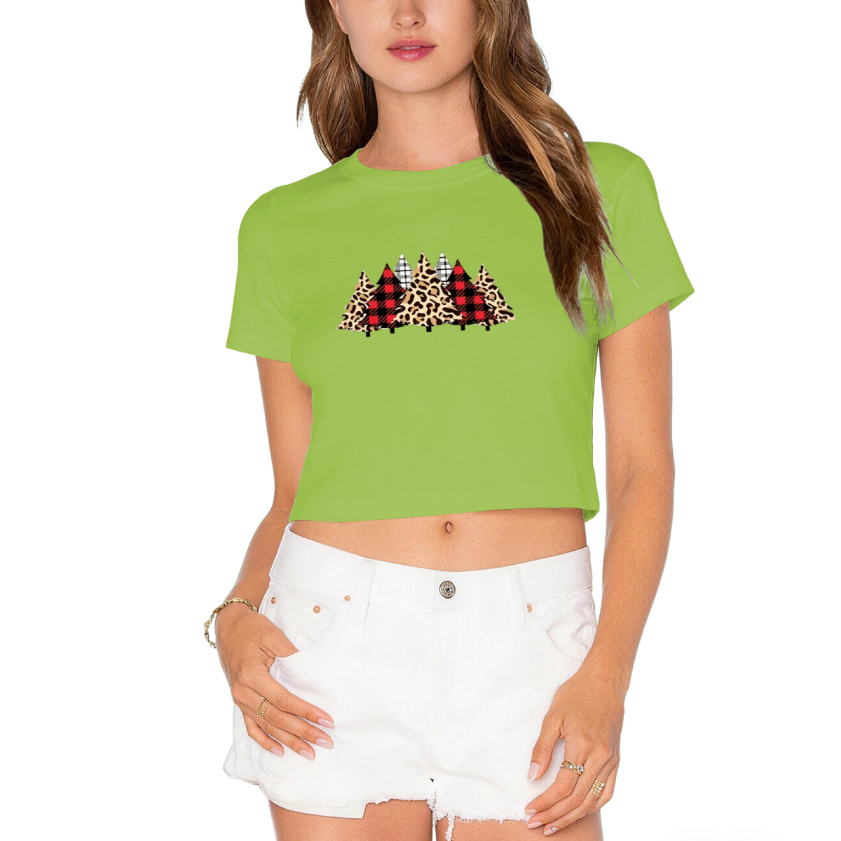 Leopard Buffalo Plaid Christmas Trees Trendy Holiday Crop product image 12
