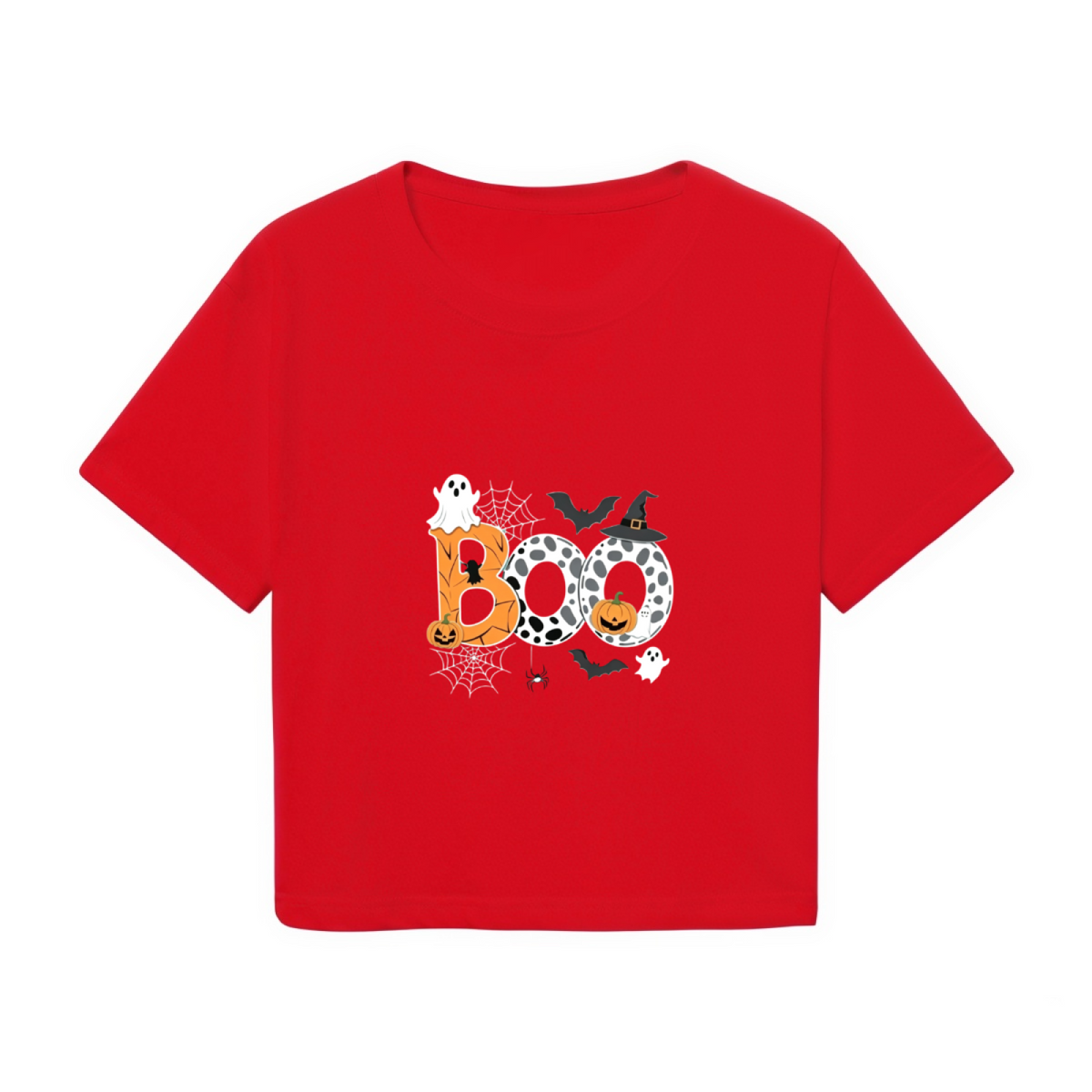 Patterned Boo Ghost Spider Web Halloween Cropped T?Shirt product image 2