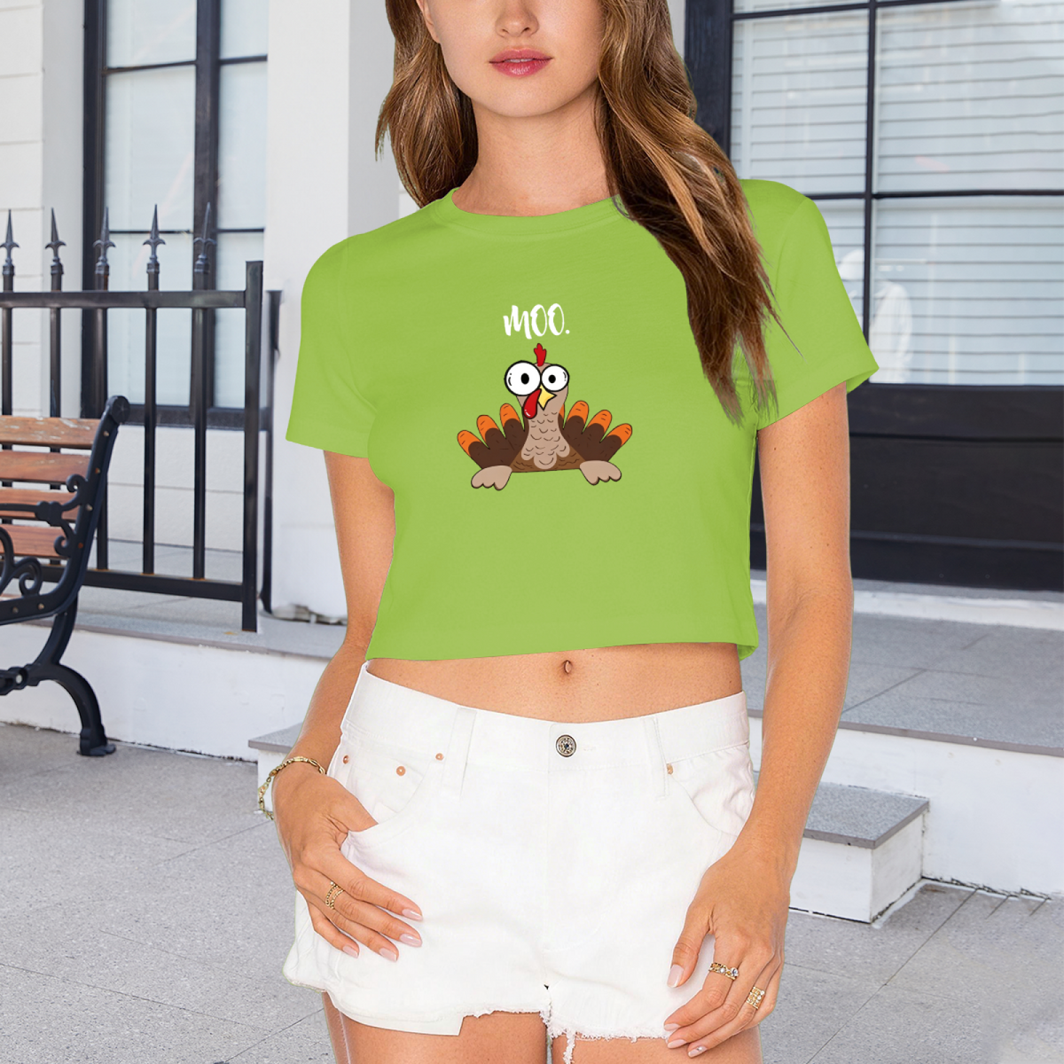 Funny Moo Confused Turkey Humor Thanksgiving Holiday Crop product image 4