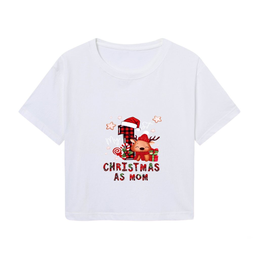 My First Christmas As Mom New Mommy Holiday Crop Top product image 2