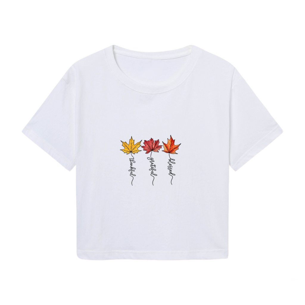 Grateful Blessed Fall Maple Leaf Seasonal Crop Top product image 2
