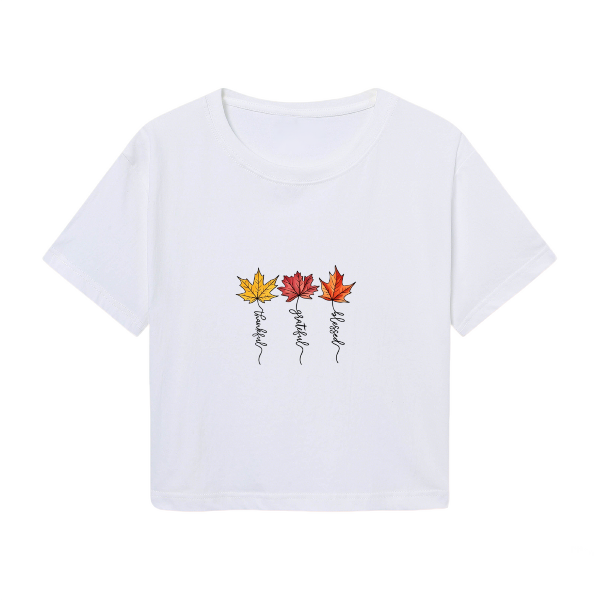 Grateful Blessed Fall Maple Leaf Seasonal Crop Top product image 2