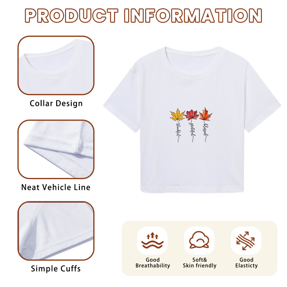 Grateful Blessed Fall Maple Leaf Seasonal Crop Top product image 6