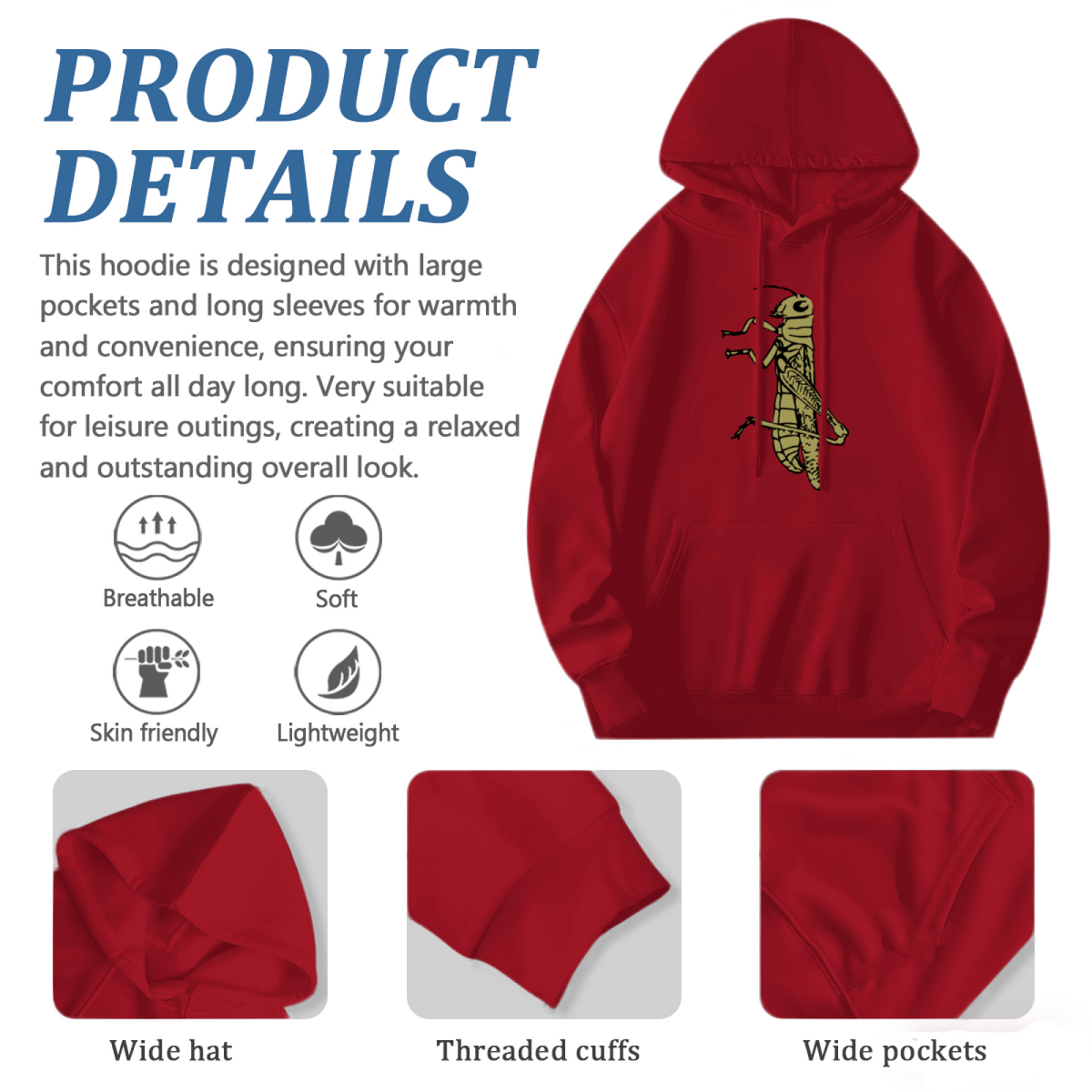 Streetwear Hoodie - Cricket Illustration product image 6