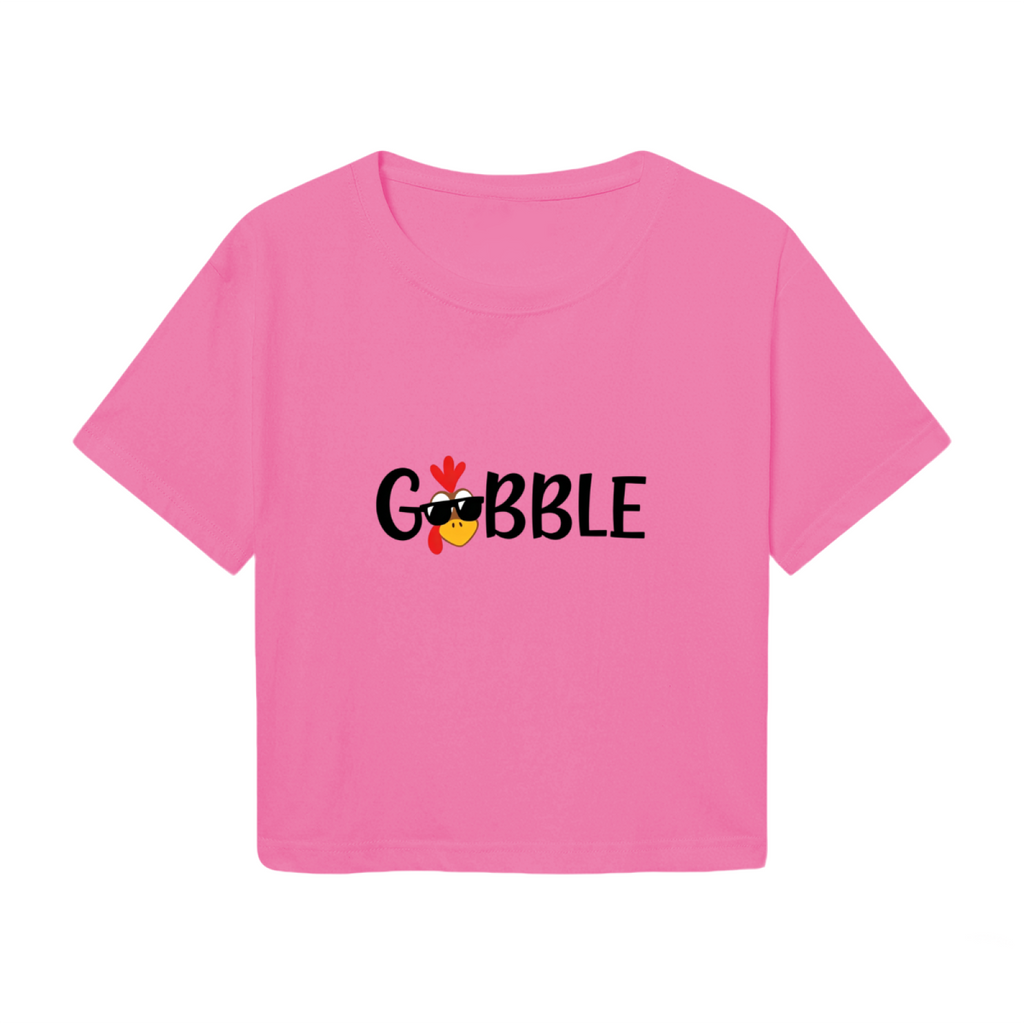Gobble Cool Sunglasses Turkey Thanksgiving Crop Top