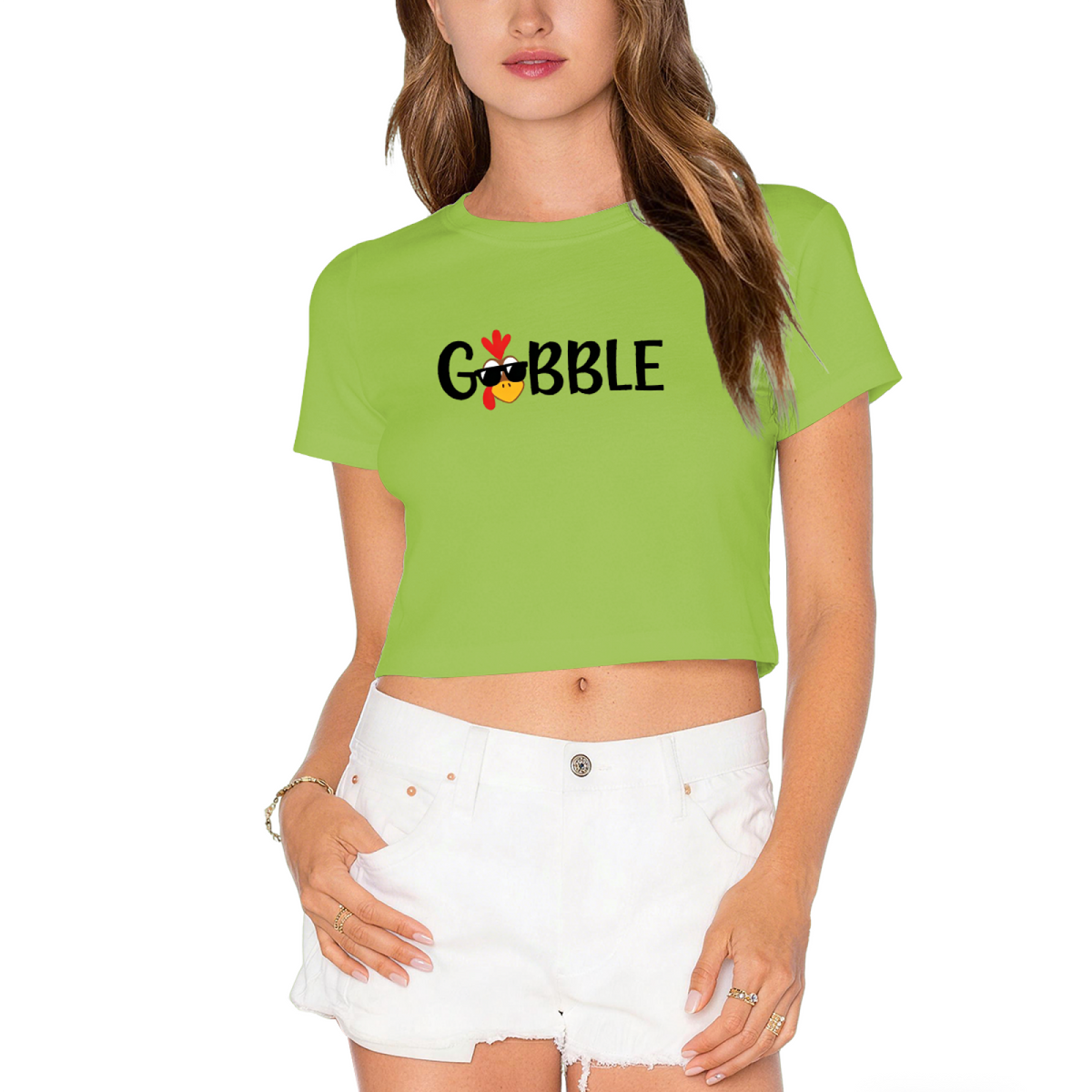 Gobble Cool Sunglasses Turkey Thanksgiving Crop Top