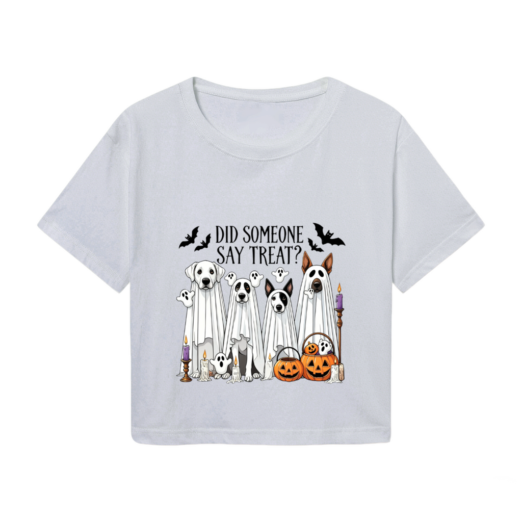 Did Someone Say Treat Ghost Dog Halloween Cropped T?Shirt product image 2