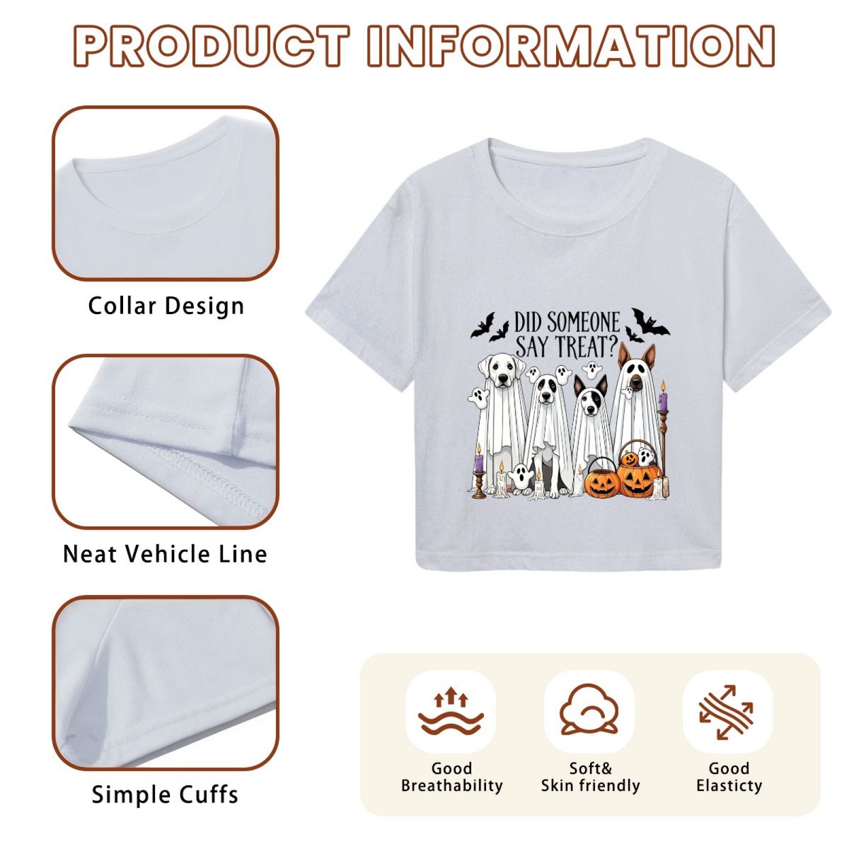 Did Someone Say Treat Ghost Dog Halloween Cropped T?Shirt product image 6