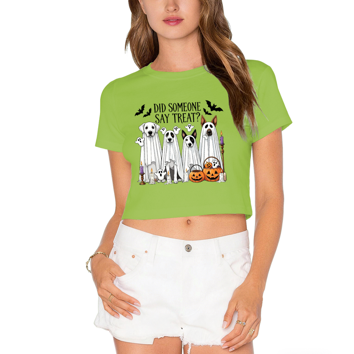 Did Someone Say Treat Ghost Dog Halloween Cropped T?Shirt product image 13