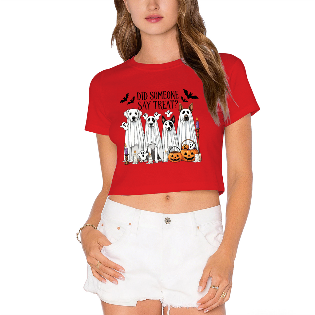 Did Someone Say Treat Ghost Dog Halloween Cropped T?Shirt product image 11