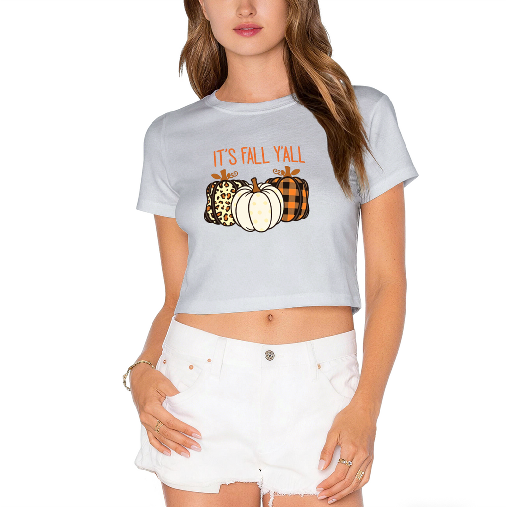 It¡¯s Fall Y¡¯all Mixed Pattern Pumpkin Crop Top product image 13
