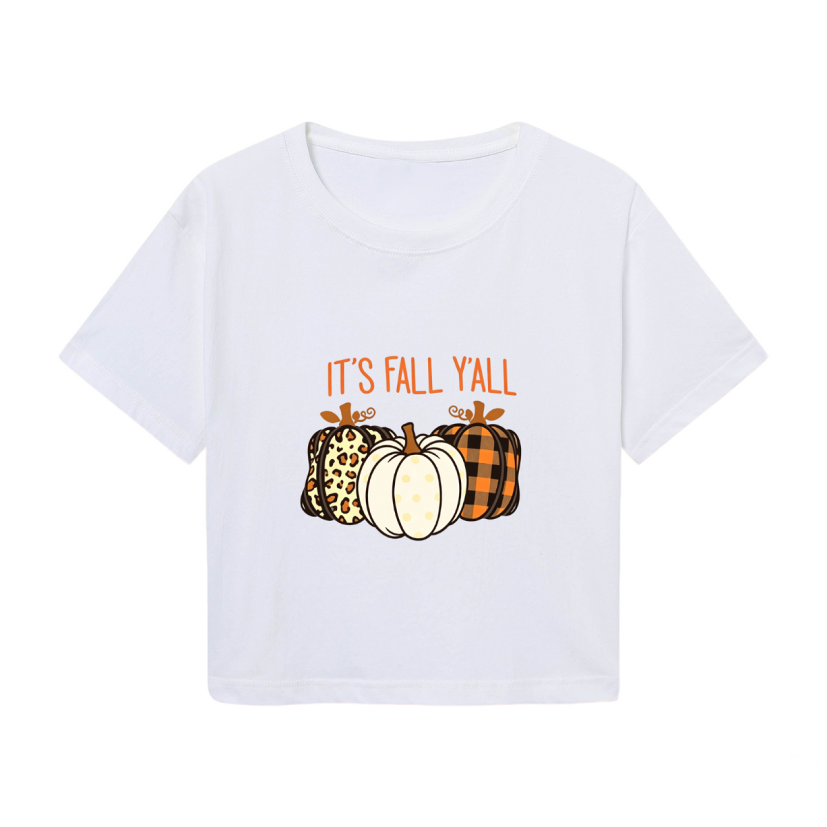 It¡¯s Fall Y¡¯all Mixed Pattern Pumpkin Crop Top product image 2