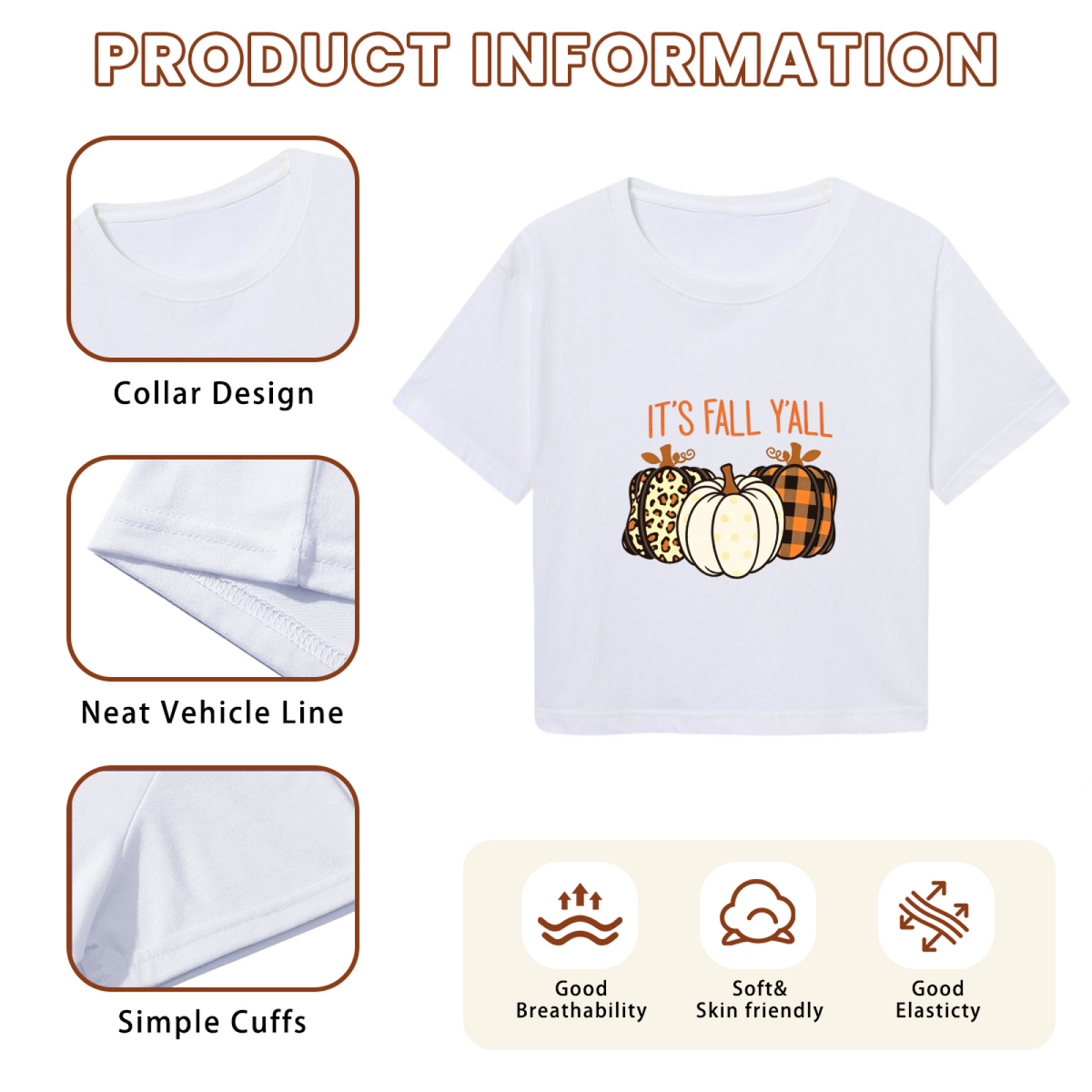 It¡¯s Fall Y¡¯all Mixed Pattern Pumpkin Crop Top product image 6