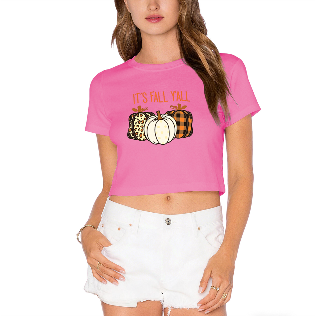 It¡¯s Fall Y¡¯all Mixed Pattern Pumpkin Crop Top product image 11