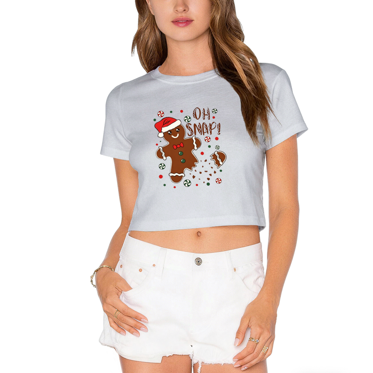 Oh Snap Gingerbread Man Fun Christmas Graphic Crop Top product image 13