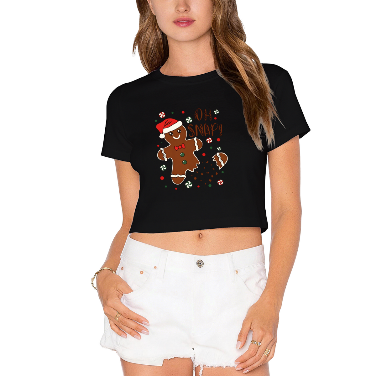 Oh Snap Gingerbread Man Fun Christmas Graphic Crop Top product image 9