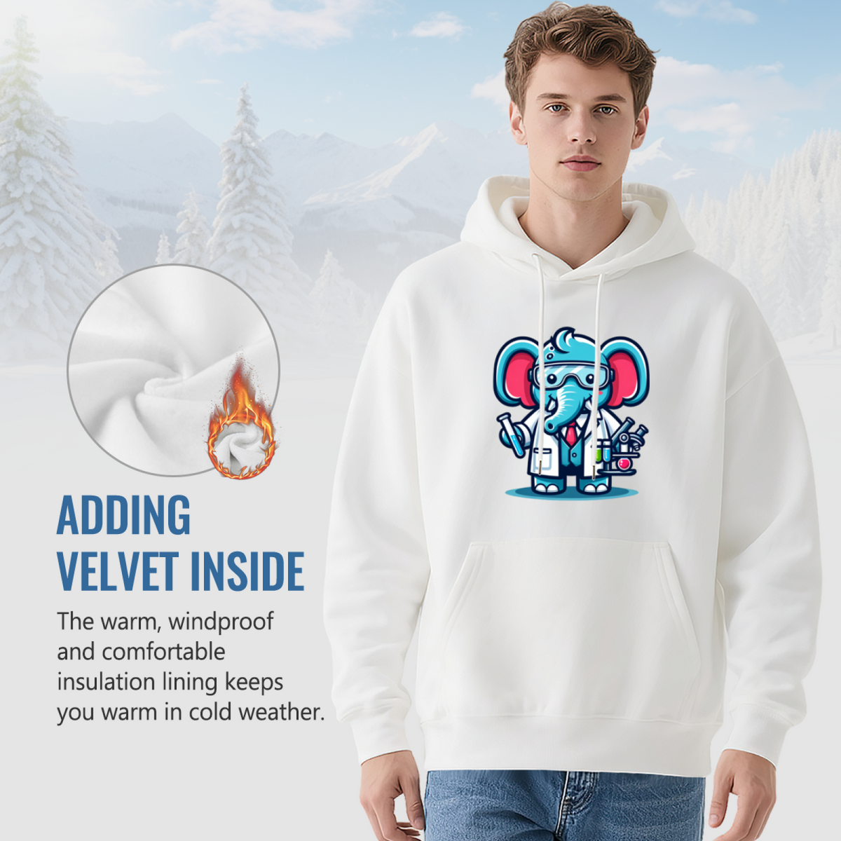 Premium Graphic Hoodie - Scientist Elephant product image 7