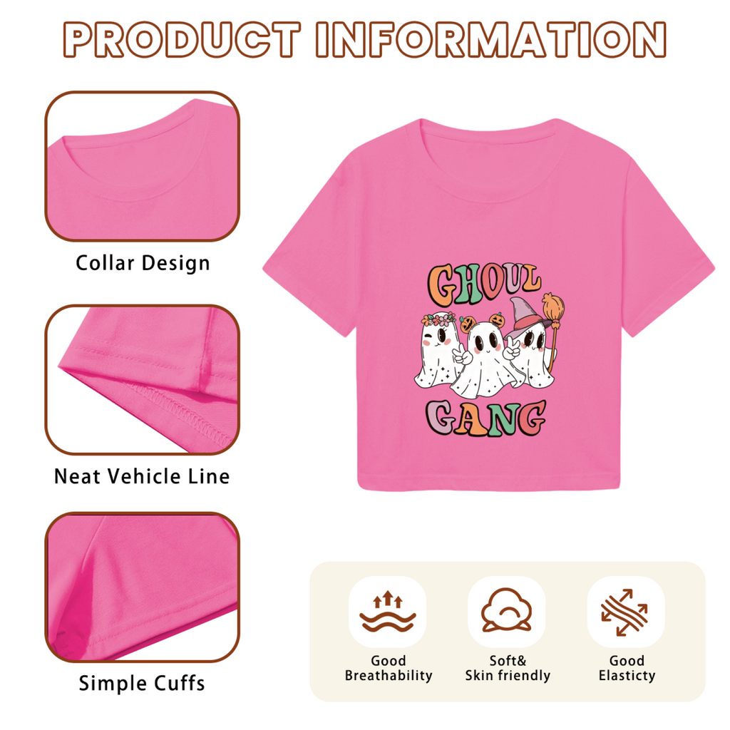 Ghoul Gang Cute Retro Ghost Crew Halloween Party Crop Top product image 6