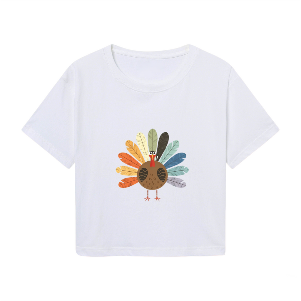 Boho Colorful Feather Turkey Minimal Thanksgiving Fall Crop product image 2