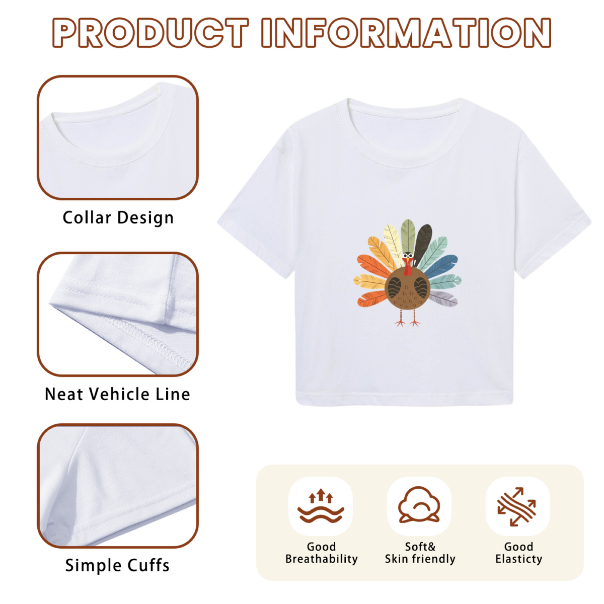 Boho Colorful Feather Turkey Minimal Thanksgiving Fall Crop product image 6