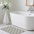 Black White Four?Leaf Clover Tile Diatomite Mat£üFrench Black White Four?Leaf Clover Pattern Tile Diatomite Mat, Retro Luxury Quick?Dry Non?Slip Bathroom Rug