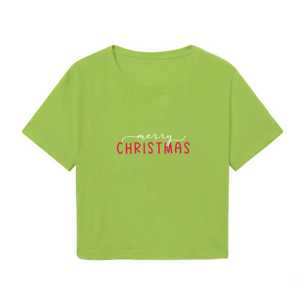 Simple Merry Christmas Minimalist Holiday Green Crop Top product image 2