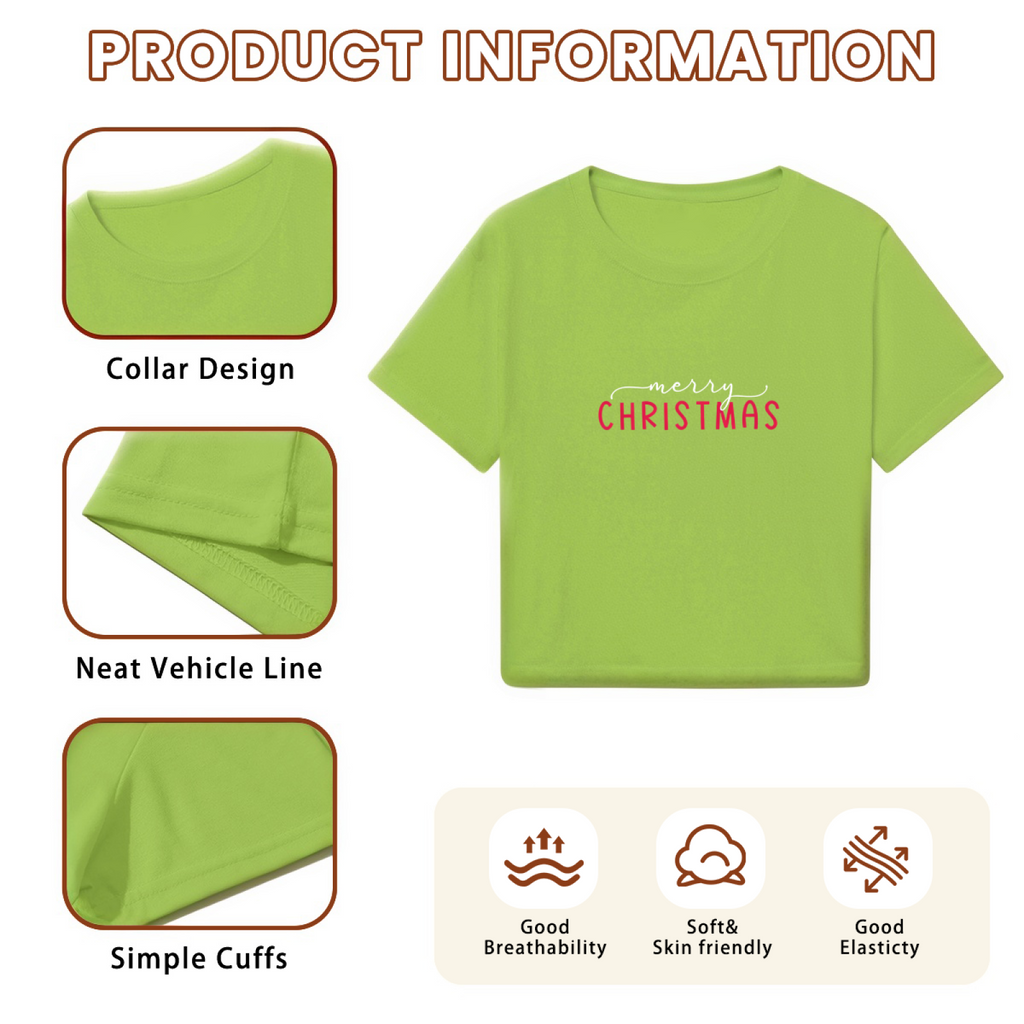 Simple Merry Christmas Minimalist Holiday Green Crop Top product image 6